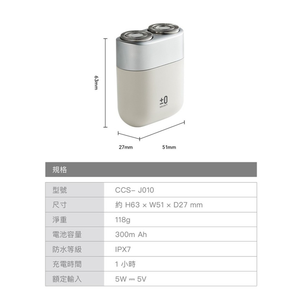 正負零 ±0 CCS-J010 便攜刮鬍刀 輕巧便攜 持久續航-細節圖11