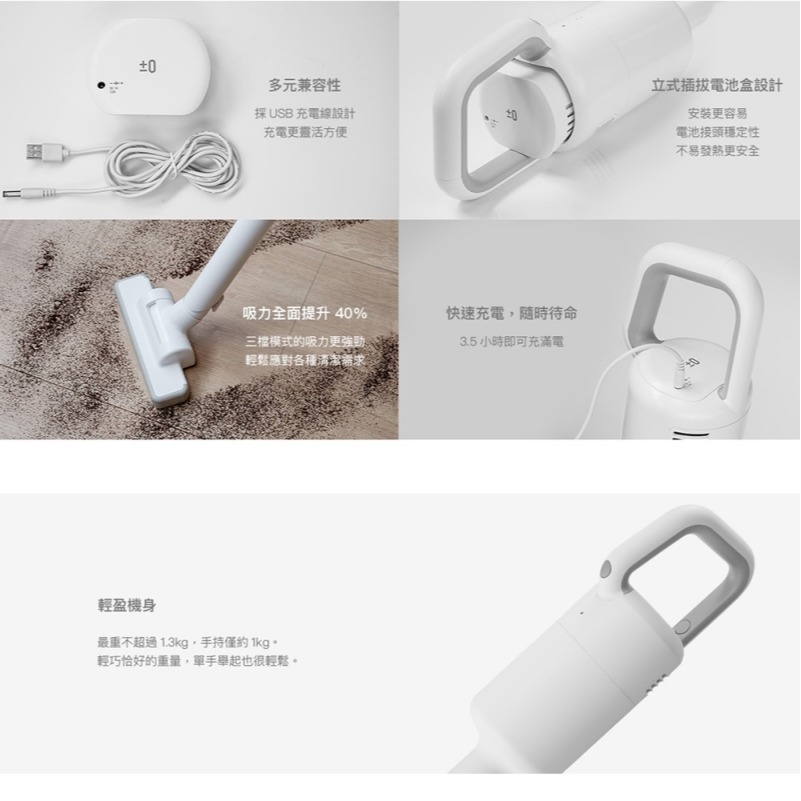 【加贈濾網】±0 正負零 XJC-Y011 無線吸塵器 吸塵器 手持吸塵器 白色 公司貨-細節圖4