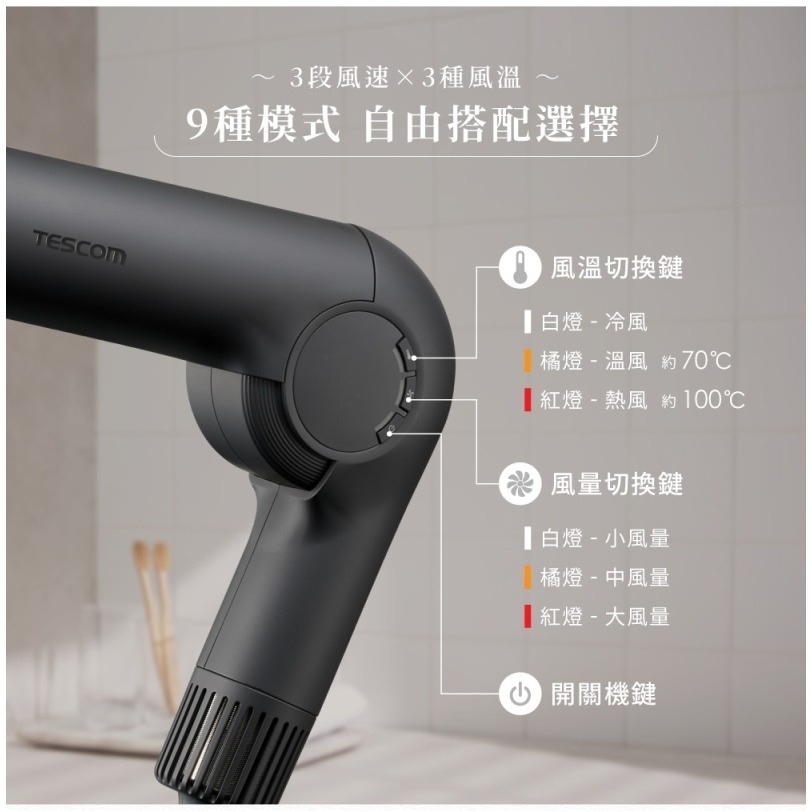 TESCOM TD860TW 自動變壓摺疊修護離子吹風機 國際電壓 輕量 公司貨-細節圖8