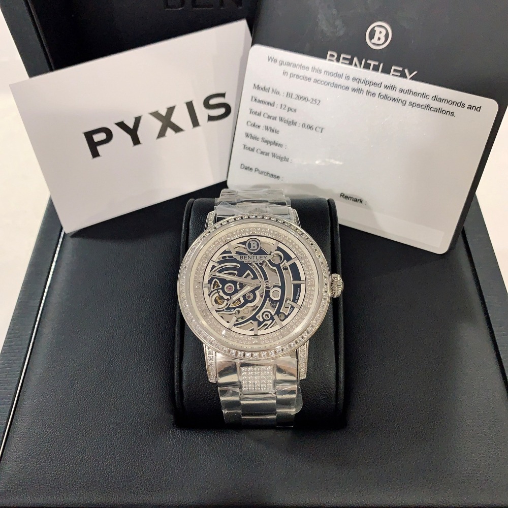 【賓利｜全新】現貨 BENTLEY 手錶 機械錶 男錶 12顆真鑽 專櫃保固 鋼錶｜Little Bee 小蜜蜂精品-細節圖2