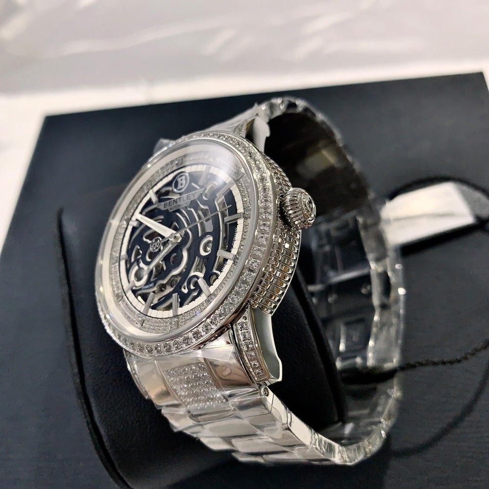 【賓利｜全新】現貨 BENTLEY 手錶 機械錶 男錶 12顆真鑽 專櫃保固 鋼錶｜Little Bee 小蜜蜂精品-細節圖3