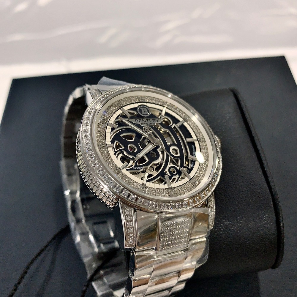 【賓利｜全新】現貨 BENTLEY 手錶 機械錶 男錶 12顆真鑽 專櫃保固 鋼錶｜Little Bee 小蜜蜂精品-細節圖4