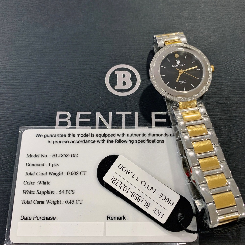 【賓利｜全新】現貨 BENTLEY 手錶 石英錶 女錶 絕版 真鑽保卡 專櫃保固 鋼錶｜Little Bee 小蜜蜂精品-細節圖2