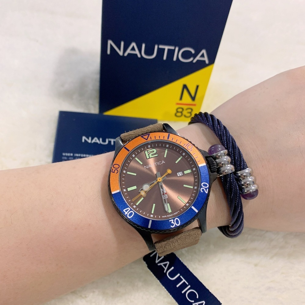 【諾帝卡｜全新】現貨 NAUTICA 手錶 石英錶 男錶 帆船 皮錶｜Little Bee 小蜜蜂精品-細節圖2