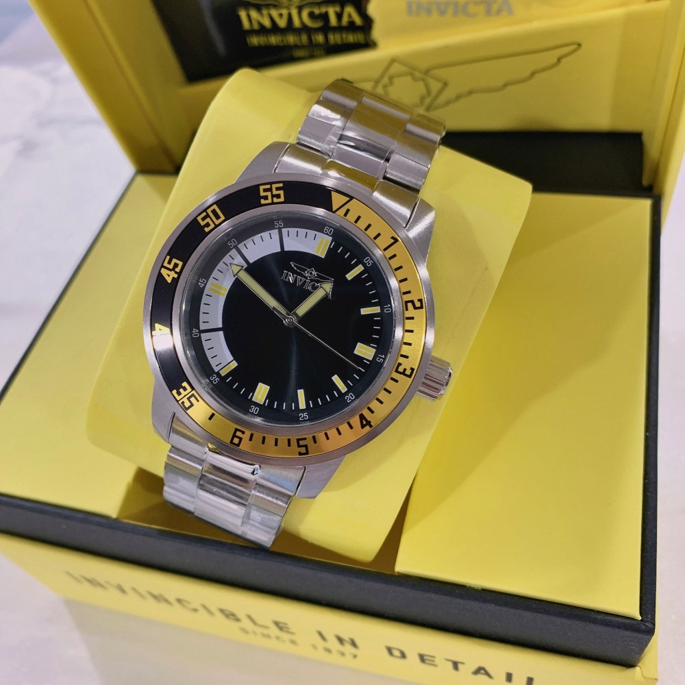 【英威塔｜全新】現貨 INVICTA 手錶 石英錶 男錶 碼表 黃黑圈 鋼錶｜Little Bee 小蜜蜂精品-細節圖2