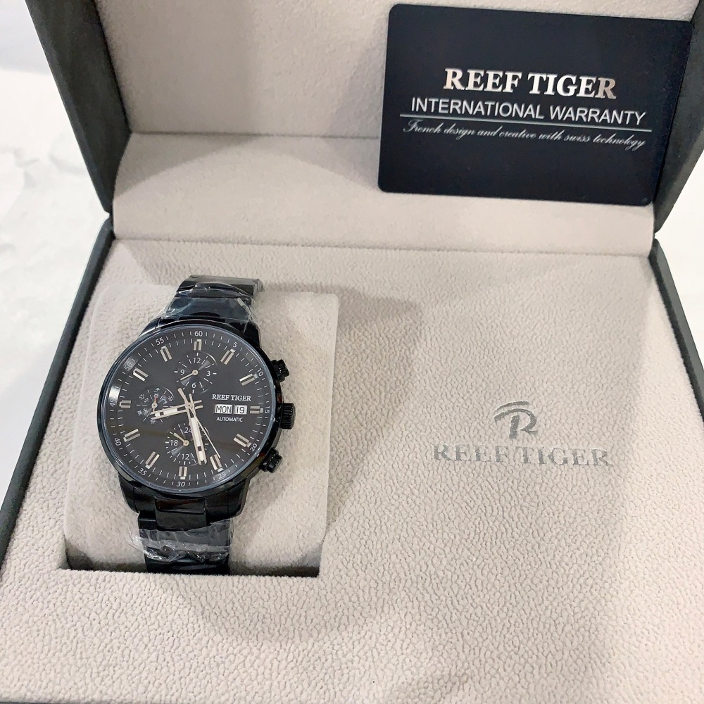 【瑞夫泰格｜全新】現貨 REEF TIGER 手錶 機械錶 男錶 3色可選 三眼 鋼錶｜Little Bee 小蜜蜂精品-細節圖5