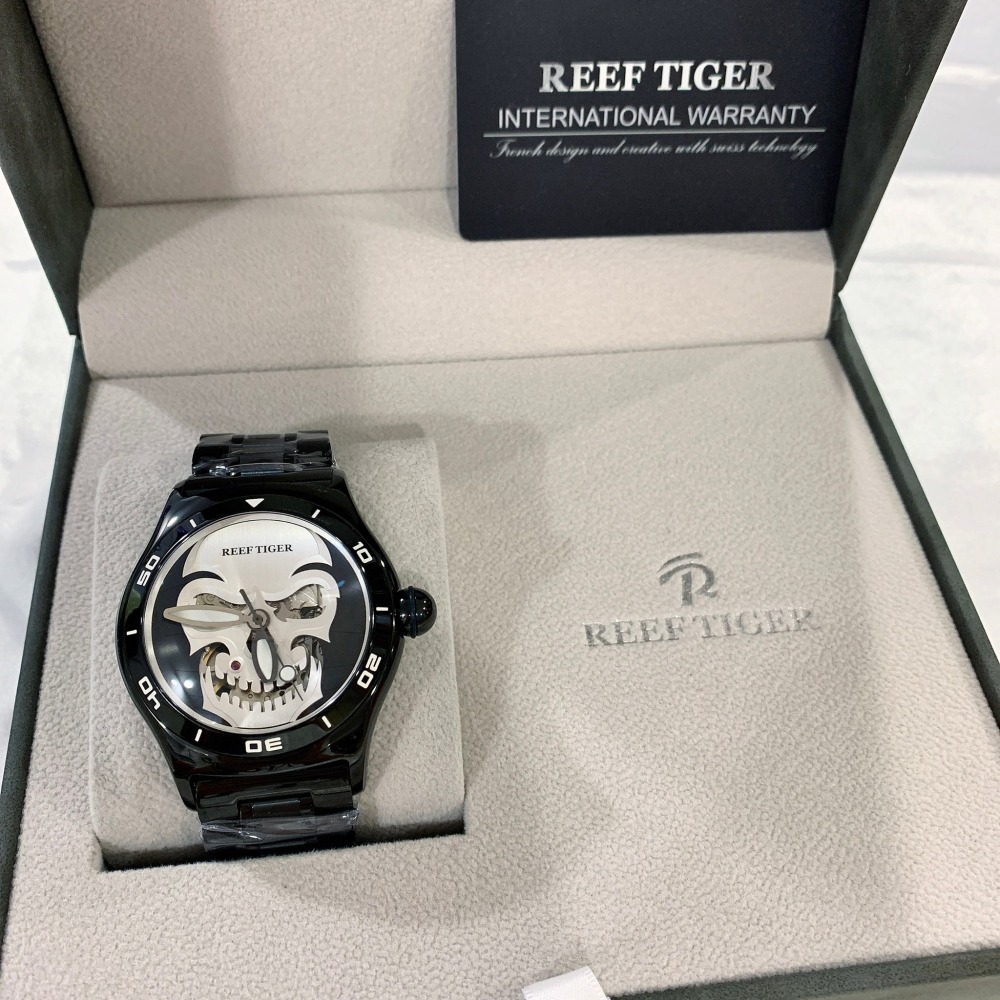 【瑞夫泰格｜全新】現貨 REEF TIGER 手錶 機械錶 男錶 2色可選 骷髏 鋼錶｜Little Bee 小蜜蜂精品-細節圖3