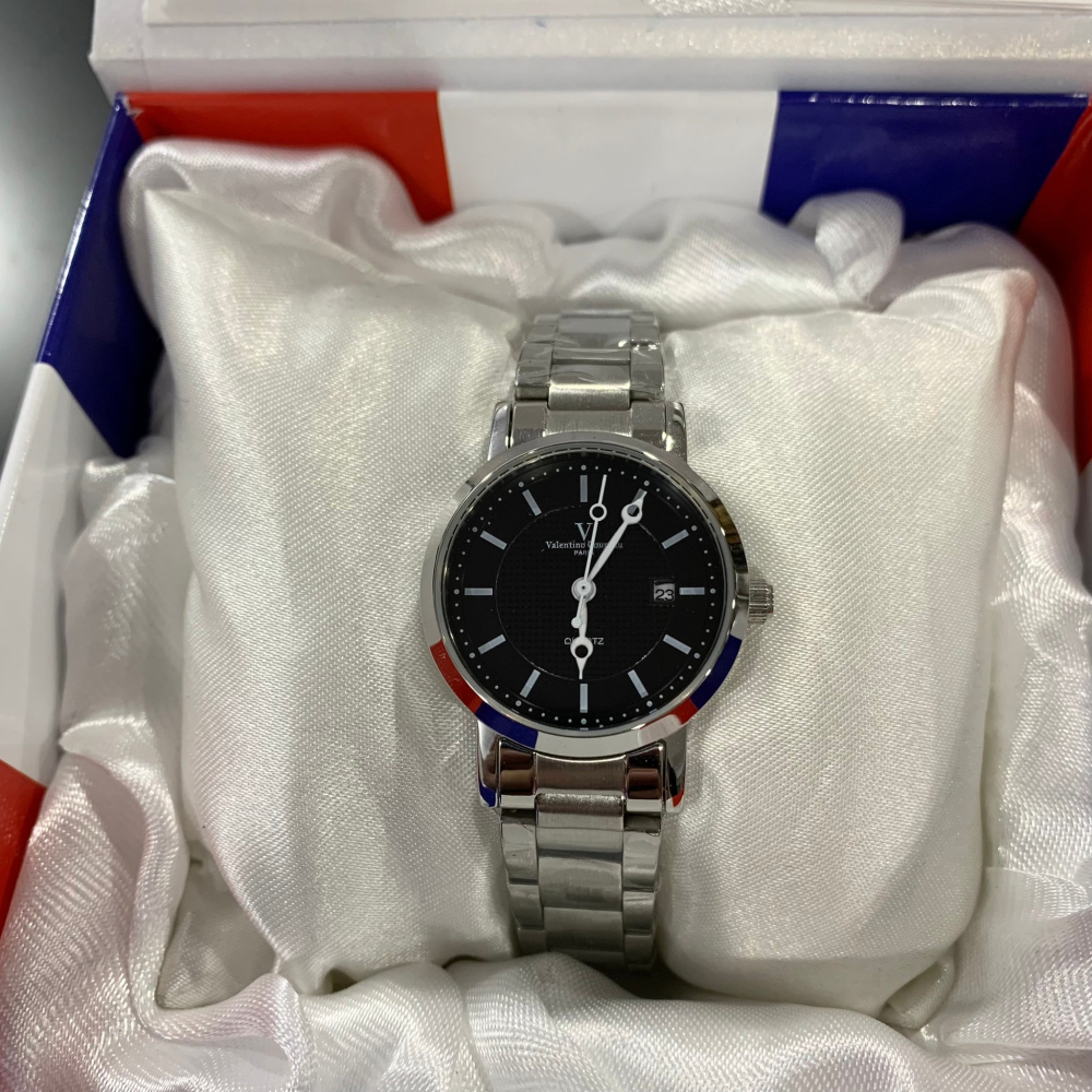 (4色可選)(Little bee小蜜蜂精品) Valentino 范倫鐵諾 石英款 素面日期鋼錶(情侶對錶)-細節圖4