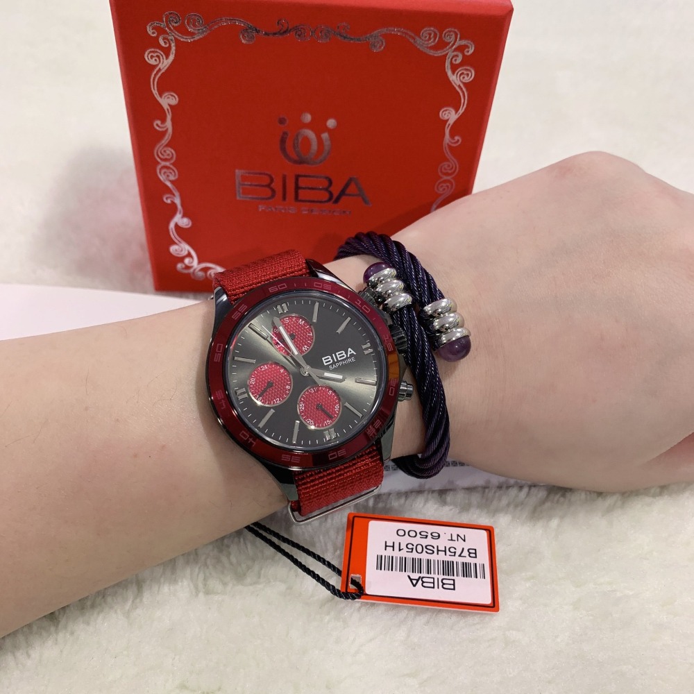 【碧寶｜全新】現貨 BIBA 手錶 石英錶 男錶 2色可選 帆布 真三眼 帆布錶｜Little Bee 小蜜蜂精品-細節圖2