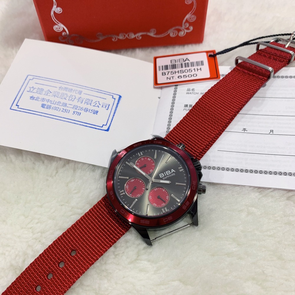 【碧寶｜全新】現貨 BIBA 手錶 石英錶 男錶 2色可選 帆布 真三眼 帆布錶｜Little Bee 小蜜蜂精品-細節圖3