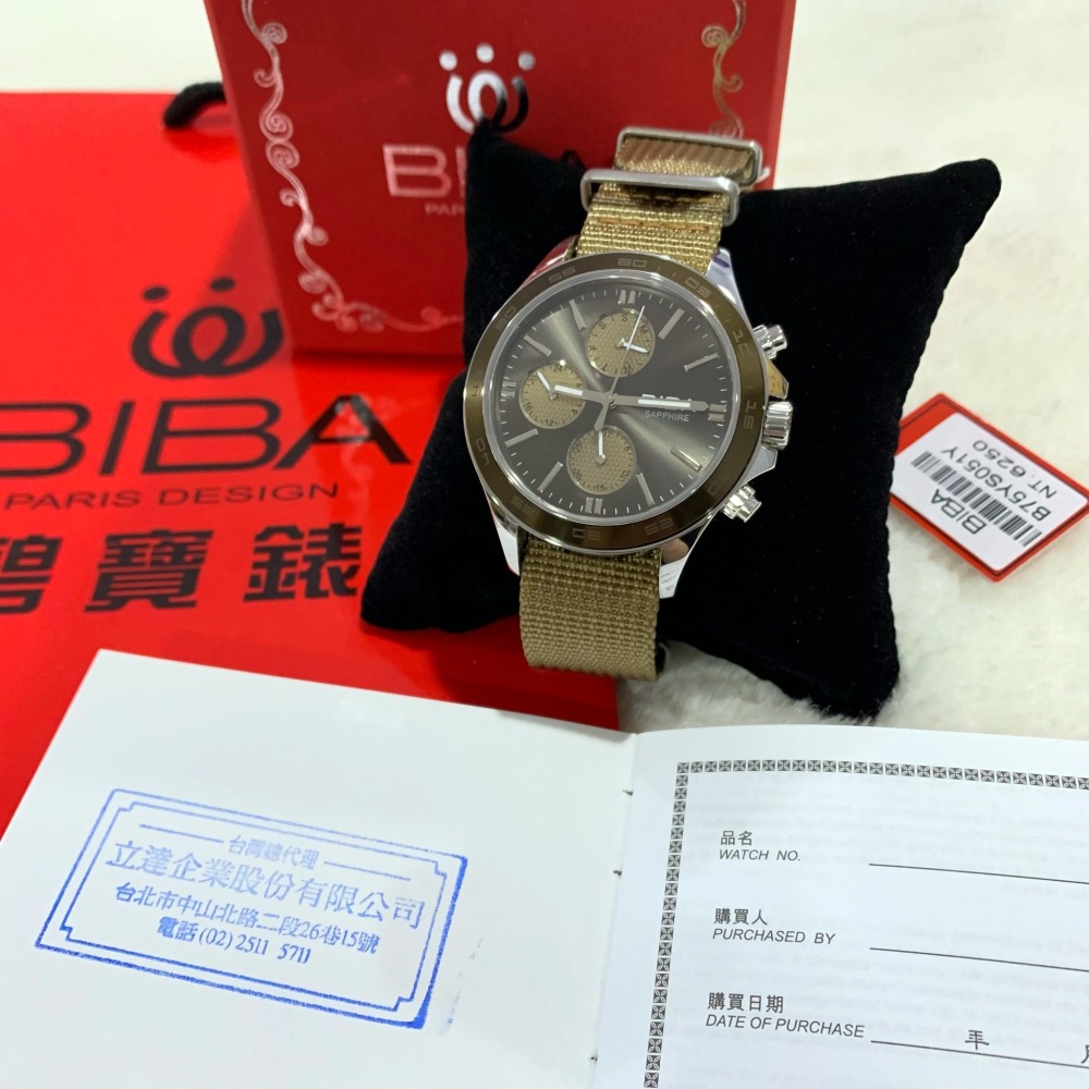 【碧寶｜全新】現貨 BIBA 手錶 石英錶 男錶 2色可選 帆布 真三眼 帆布錶｜Little Bee 小蜜蜂精品-細節圖5