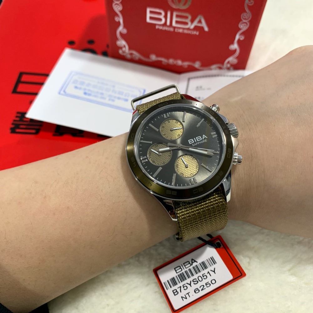 【碧寶｜全新】現貨 BIBA 手錶 石英錶 男錶 2色可選 帆布 真三眼 帆布錶｜Little Bee 小蜜蜂精品-細節圖6