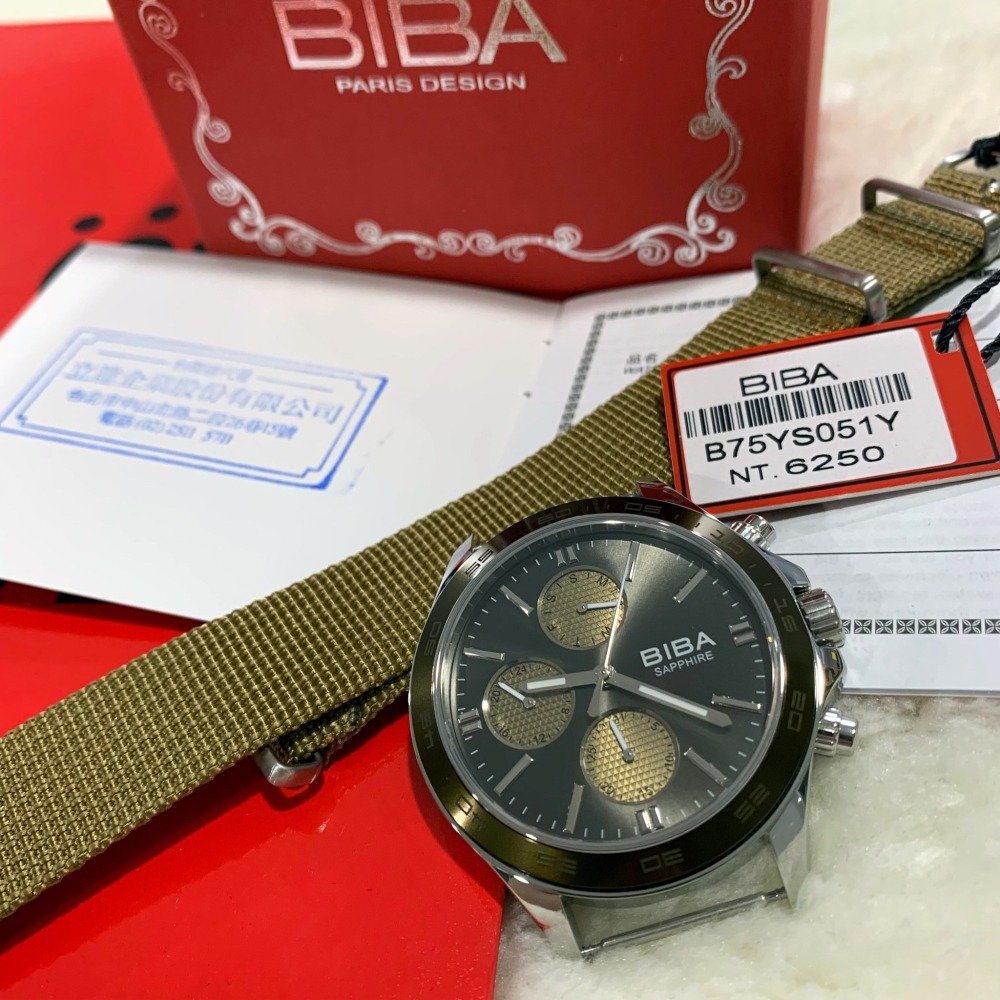 【碧寶｜全新】現貨 BIBA 手錶 石英錶 男錶 2色可選 帆布 真三眼 帆布錶｜Little Bee 小蜜蜂精品-細節圖7