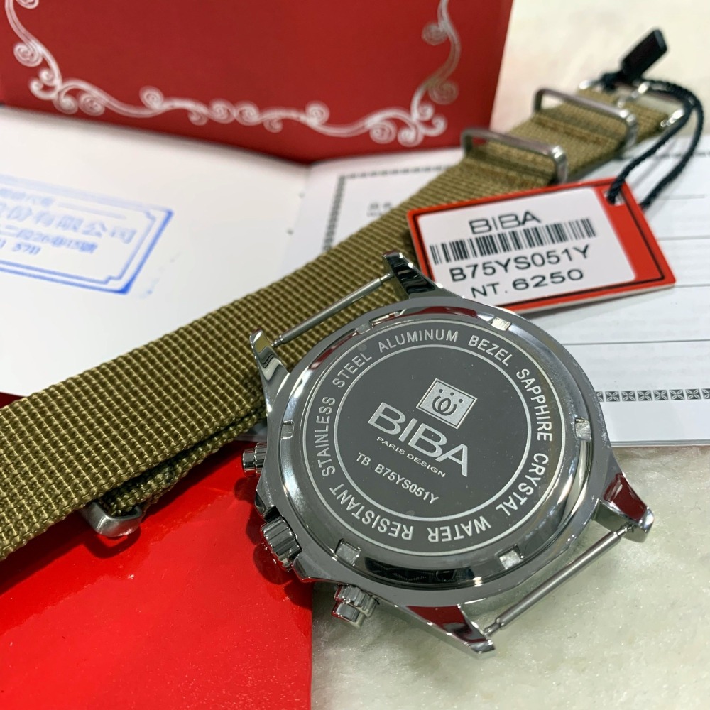 【碧寶｜全新】現貨 BIBA 手錶 石英錶 男錶 2色可選 帆布 真三眼 帆布錶｜Little Bee 小蜜蜂精品-細節圖8