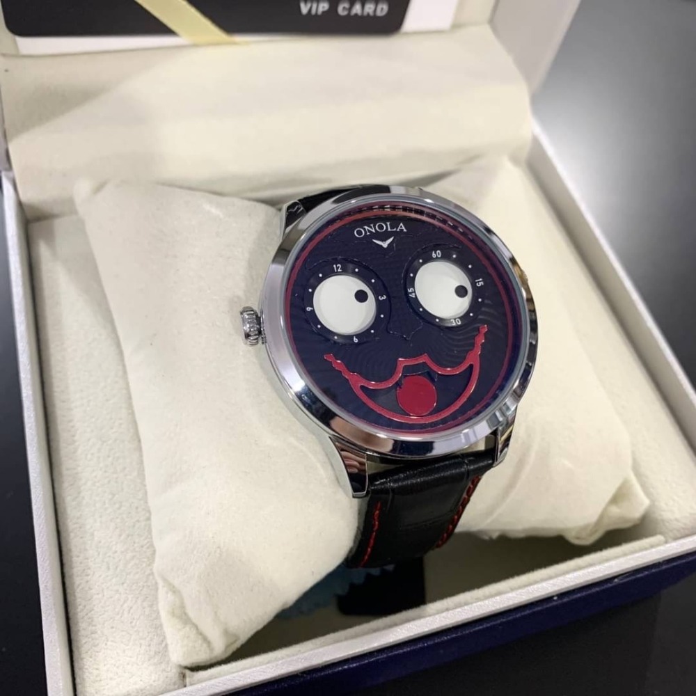 【ONOLA｜全新】現貨 石英錶 男錶 手錶 4色可選 小丑 眼睛=時針/分針 皮錶｜Little Bee 小蜜蜂精品-細節圖2
