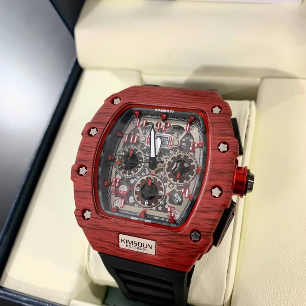 【金詩頓｜全新】現貨 KIMSDUN 手錶 石英錶 男錶 3色可選 三眼 酒桶 橡膠錶｜Little Bee 小蜜蜂精品-細節圖2