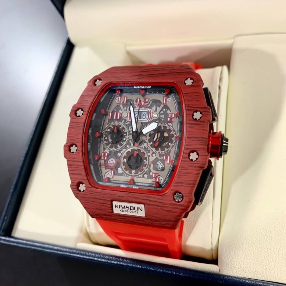 【金詩頓｜全新】現貨 KIMSDUN 手錶 石英錶 男錶 3色可選 三眼 酒桶 橡膠錶｜Little Bee 小蜜蜂精品-細節圖3