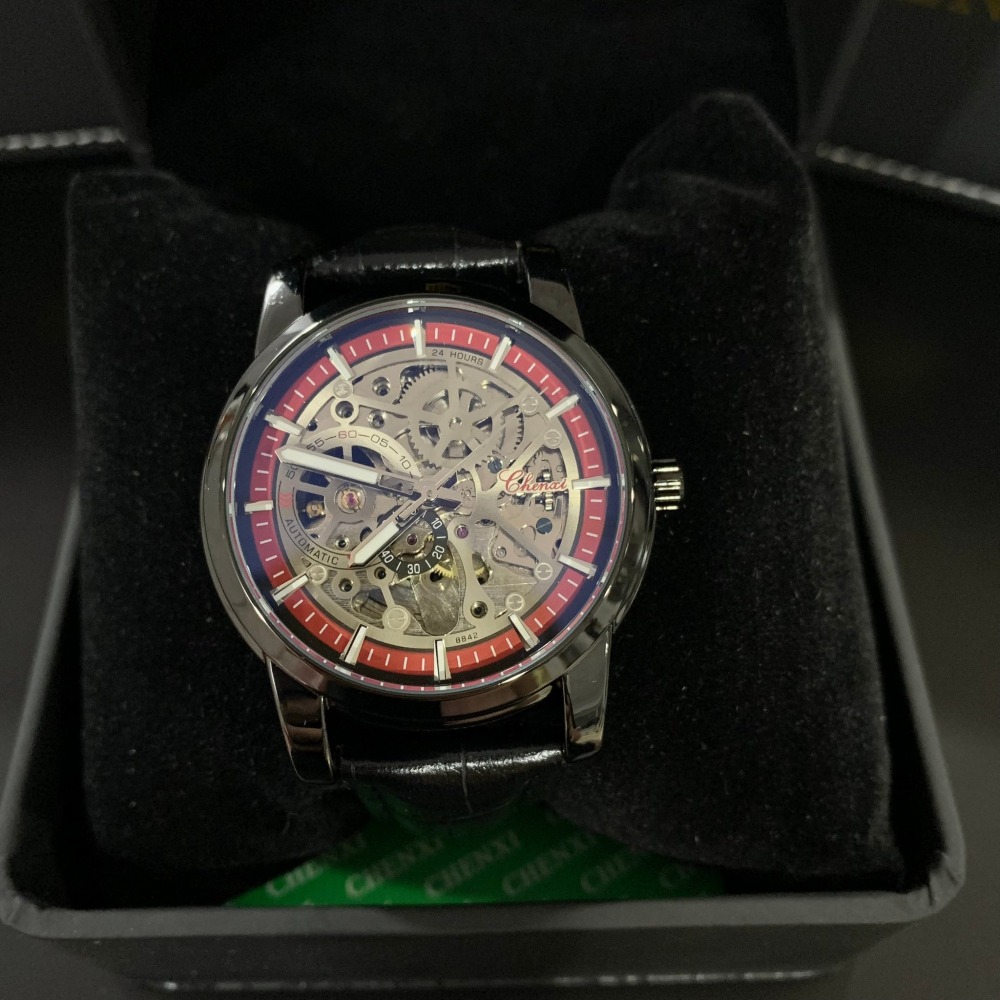 【晨曦｜全新】現貨 CHENXI 手錶 機械錶 6色可選 半簍空 皮錶｜Little Bee 小蜜蜂精品-細節圖2