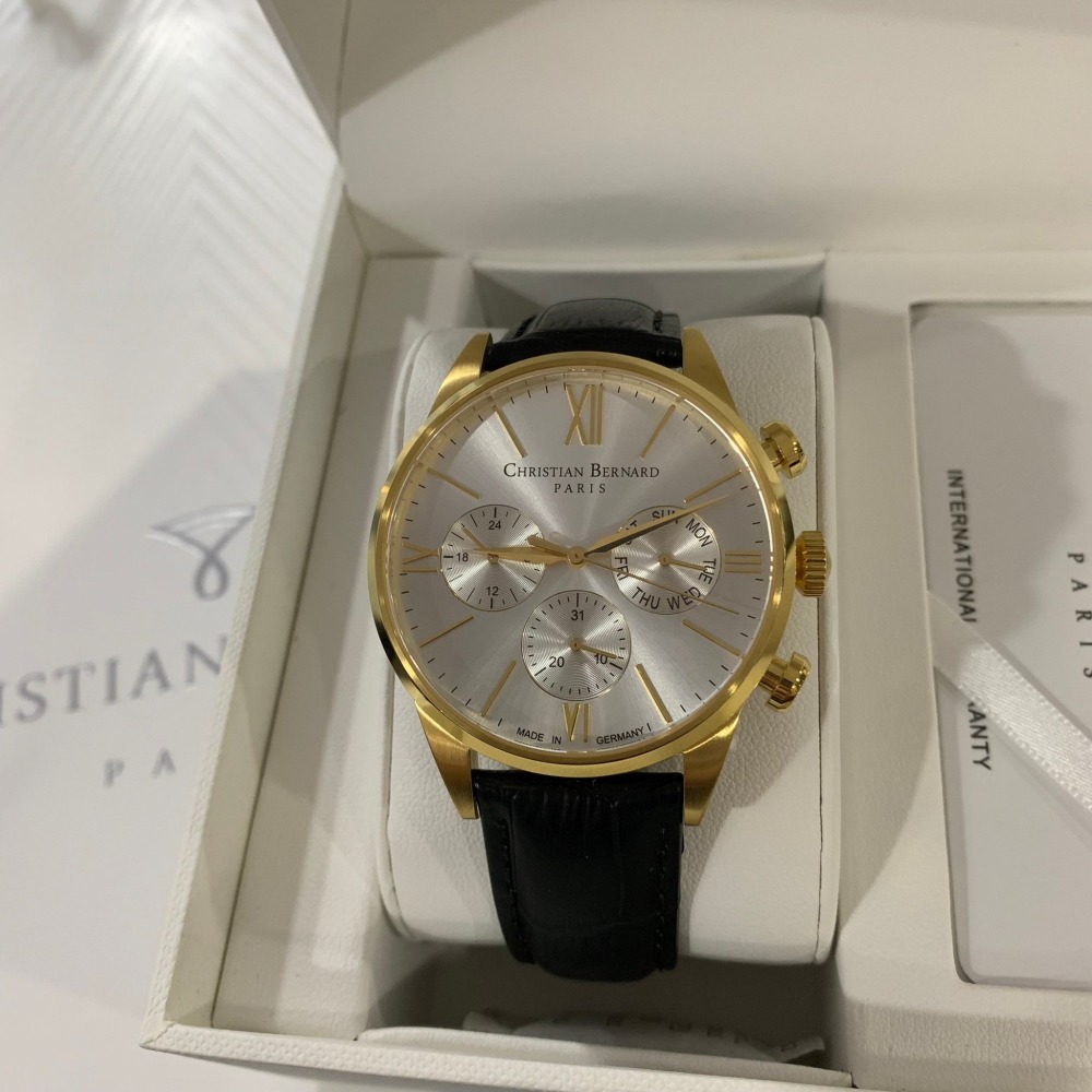 【柏納｜全新】現貨 Christian Bernard 手錶 石英錶 真三眼 皮錶｜Little Bee 小蜜蜂精品-細節圖2