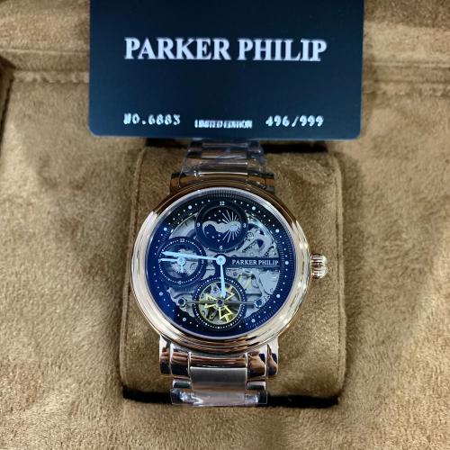 全球限量(Little bee小蜜蜂精品) PARKER PHILIP 派克菲利浦 PP6883A 日月星辰機械鋼錶