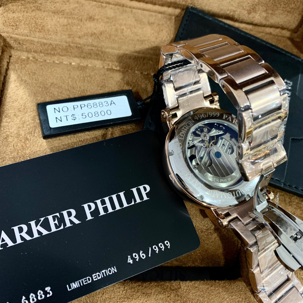 全球限量(Little bee小蜜蜂精品) PARKER PHILIP 派克菲利浦 PP6883A 日月星辰機械鋼錶-細節圖2