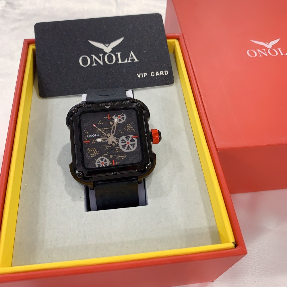【ONOLA｜全新】現貨 手錶 機械錶 男錶 3色可選 方塊錶 橡膠錶｜Little Bee 小蜜蜂精品-細節圖3