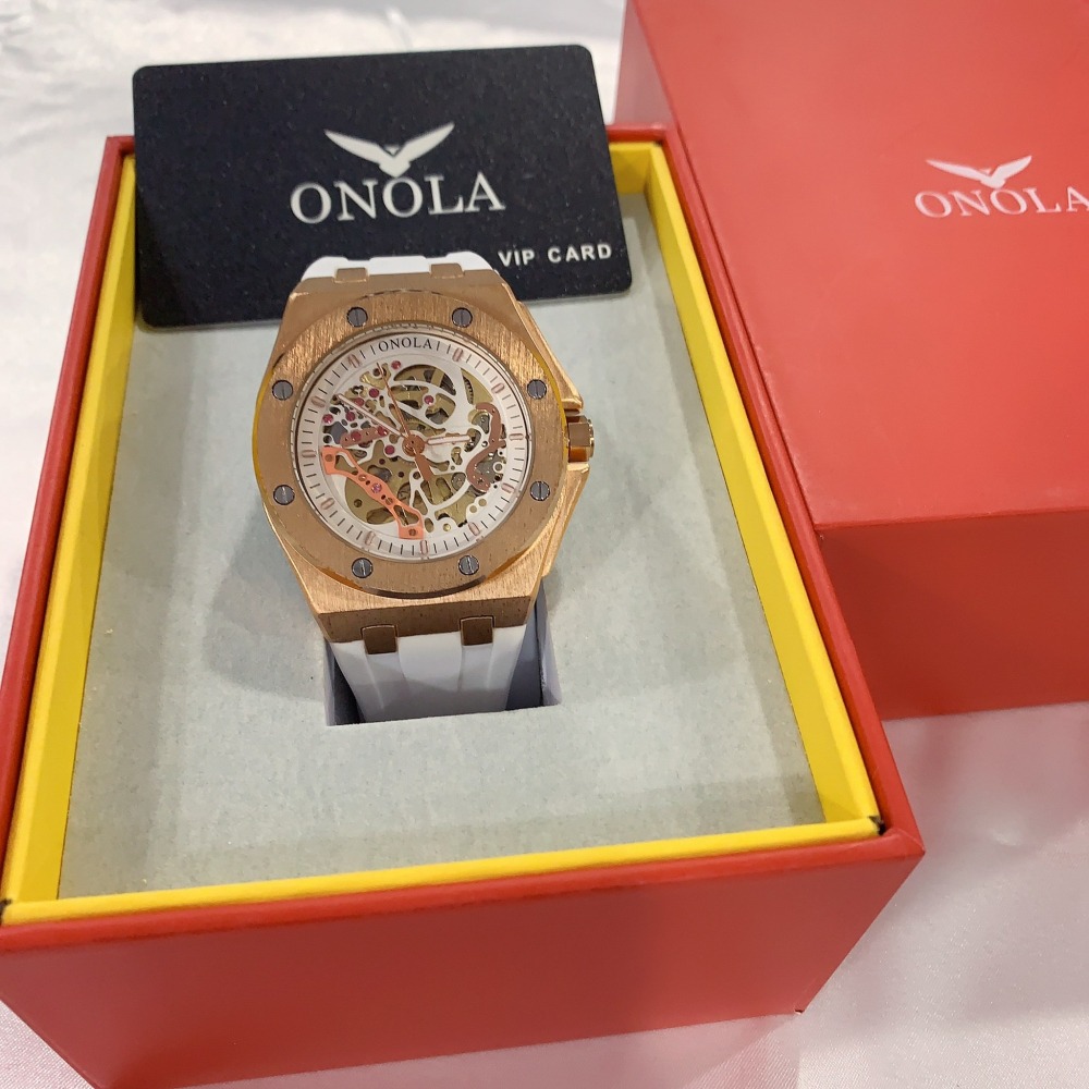 【ONOLA｜全新】現貨 機械錶 男錶 手錶 5色可選 半簍空 橡膠錶 推薦｜Little Bee 小蜜蜂精品-細節圖2