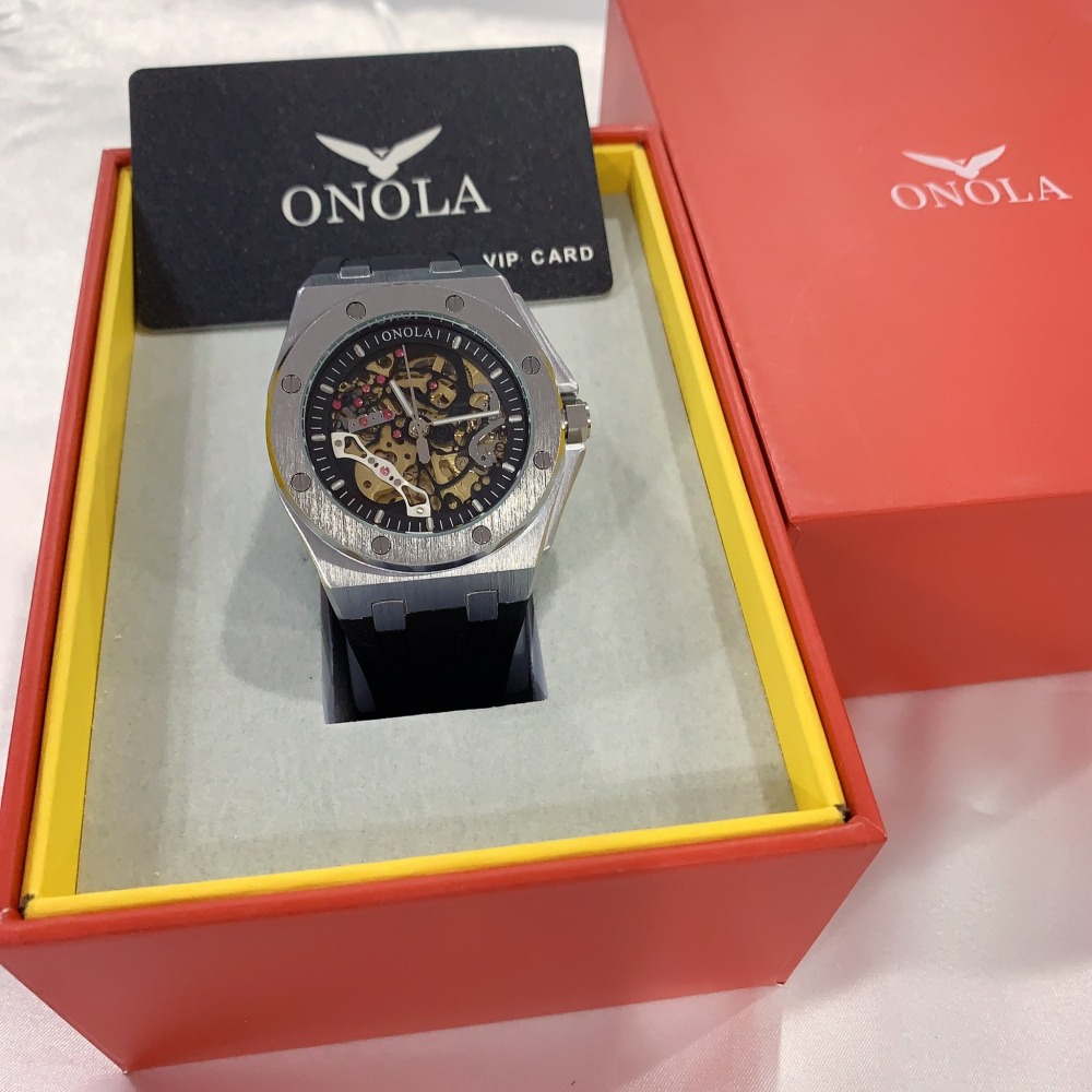 【ONOLA｜全新】現貨 機械錶 男錶 手錶 5色可選 半簍空 橡膠錶 推薦｜Little Bee 小蜜蜂精品-細節圖4