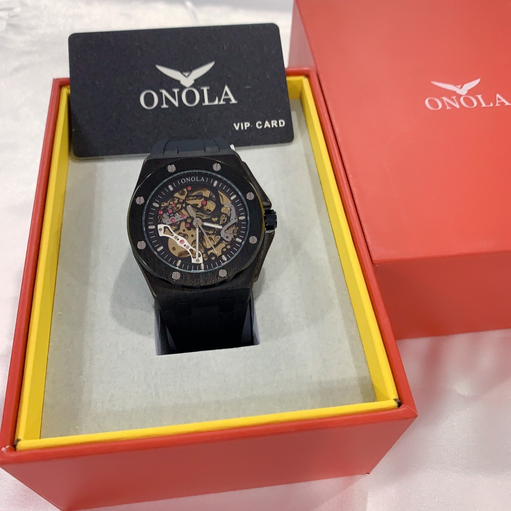 【ONOLA｜全新】現貨 機械錶 男錶 手錶 5色可選 半簍空 橡膠錶 推薦｜Little Bee 小蜜蜂精品-細節圖5
