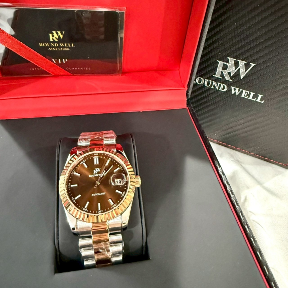 【浪威｜全新】現貨 ROUND WELL 手錶 機械錶 男錶 蠔式 間金款 鋼錶｜Little Bee 小蜜蜂精品-細節圖2