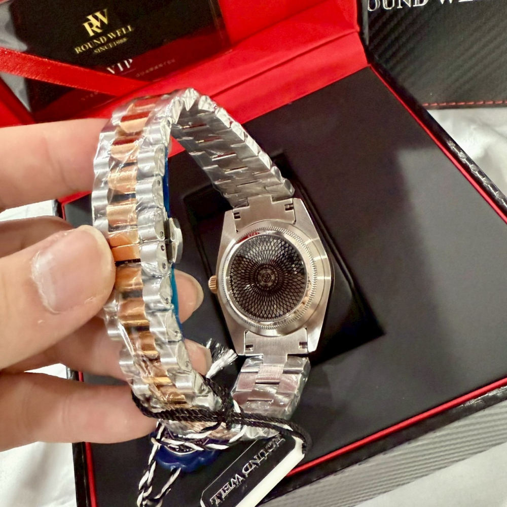 【浪威｜全新】現貨 ROUND WELL 手錶 機械錶 男錶 蠔式 間金款 鋼錶｜Little Bee 小蜜蜂精品-細節圖3