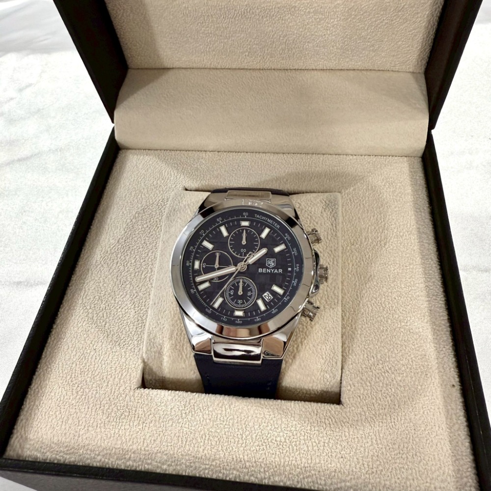 【賓雅｜全新】現貨 BENYAR 手錶 石英錶 男錶 2色可選 真三眼 計時功能 皮錶｜Little Bee 小蜜蜂精品-規格圖2