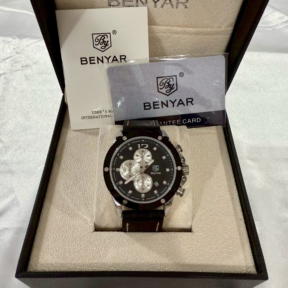 【賓雅｜全新】現貨 BENYAR 手錶 石英錶 男錶 2色可選 真三眼 計時功能 皮錶｜Little Bee 小蜜蜂精品-規格圖3