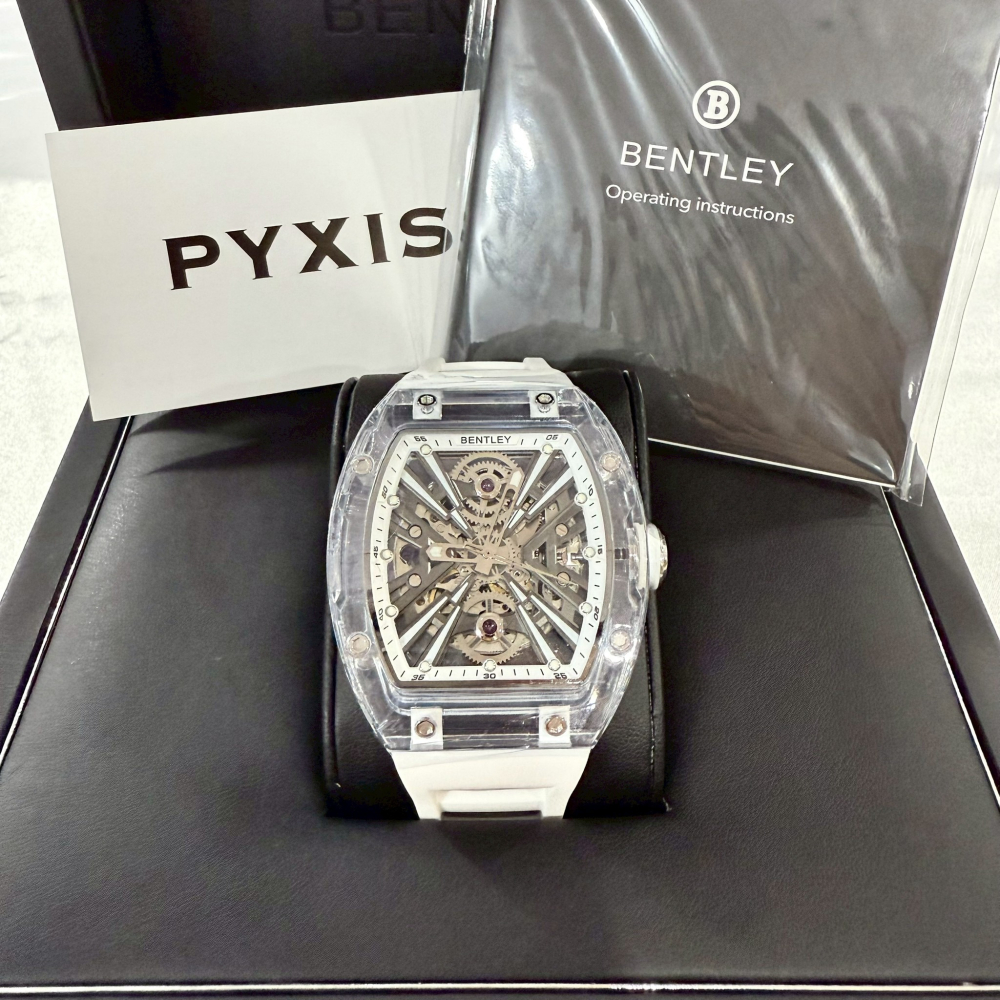 【賓利｜全新】現貨 BENTLEY 手錶 機械錶 男錶 白色 透明殼 專櫃保固 橡膠錶｜Little Bee 小蜜蜂精品-細節圖2