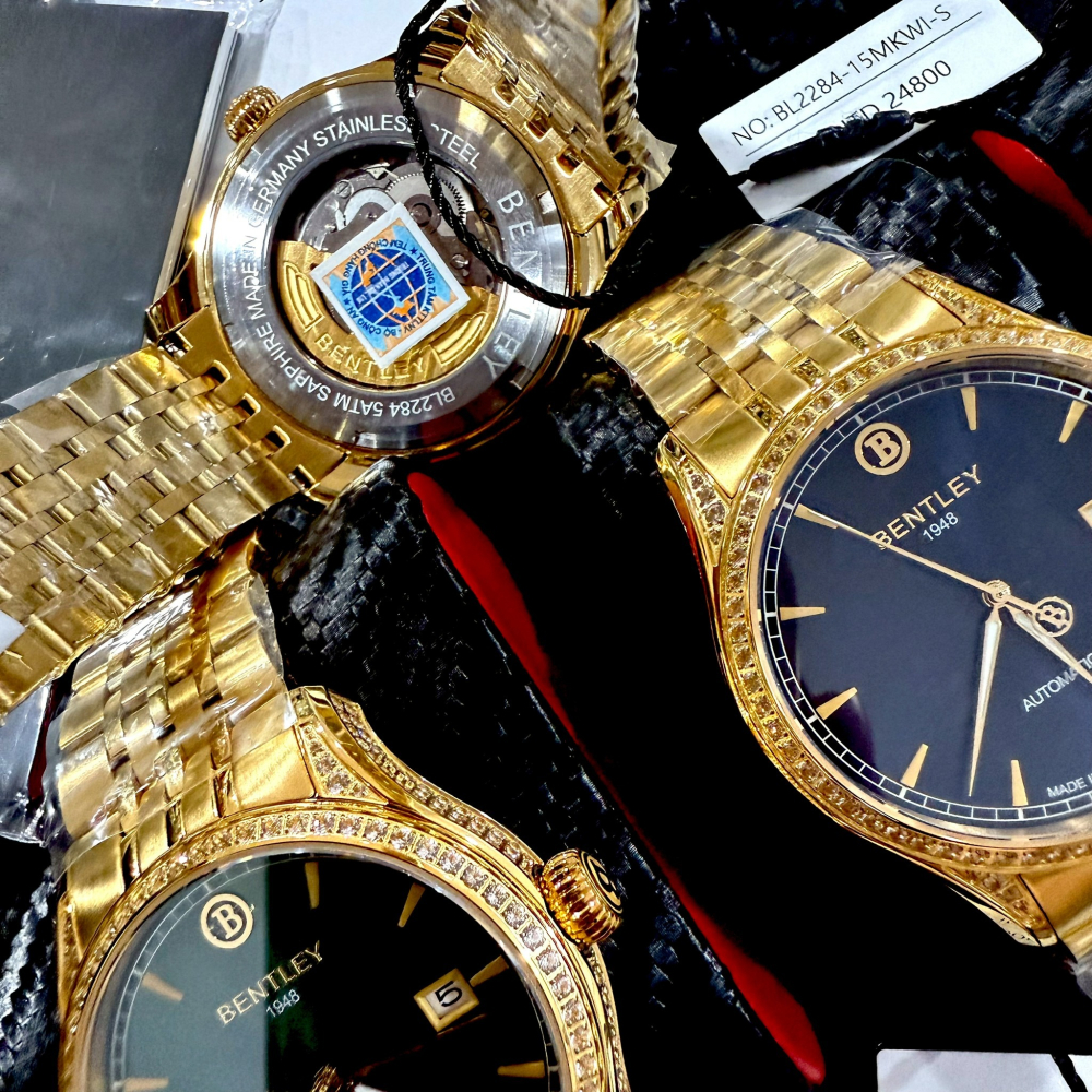 【賓利｜全新】現貨 BENTLEY 手錶 機械錶 3色可選 男錶 專櫃保固 金殼 鋼錶｜Little Bee 小蜜蜂精品-細節圖2