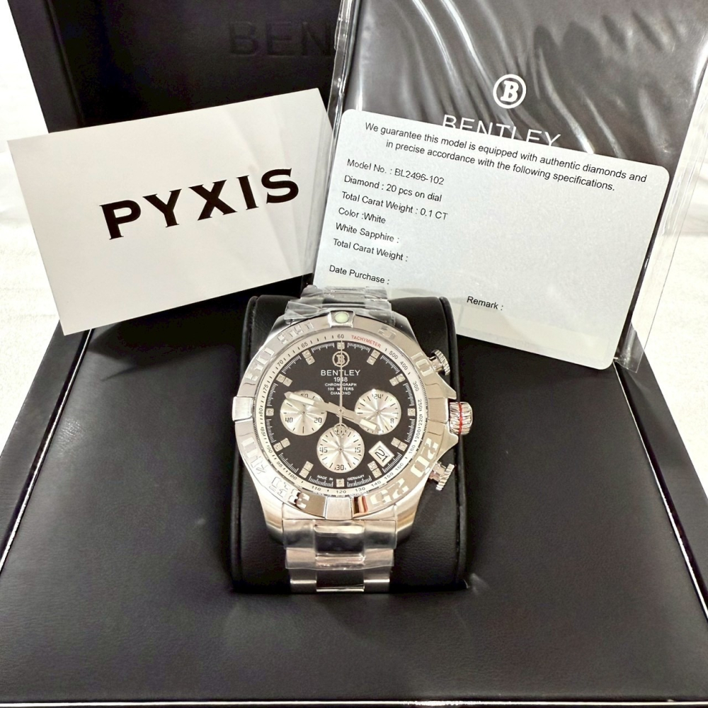 【賓利｜全新】現貨 BENTLEY 手錶 石英錶 男錶 真三眼 真鑽 專櫃保固 鋼錶｜Little Bee 小蜜蜂精品-細節圖3
