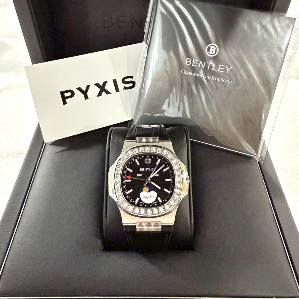 【賓利｜全新】現貨 BENTLEY 手錶 石英錶 男錶 日月 鸚鵡螺款 專櫃保固 皮錶｜Little Bee 小蜜蜂精品-細節圖2