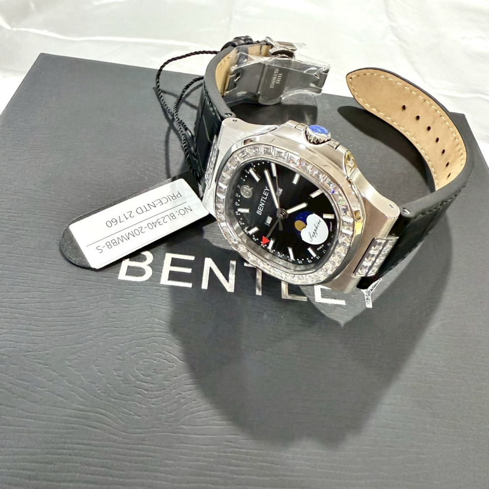 【賓利｜全新】現貨 BENTLEY 手錶 石英錶 男錶 日月 鸚鵡螺款 專櫃保固 皮錶｜Little Bee 小蜜蜂精品-細節圖3