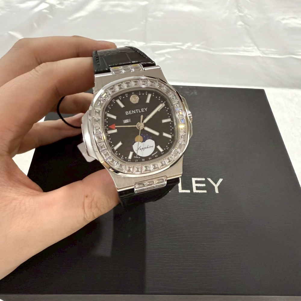 【賓利｜全新】現貨 BENTLEY 手錶 石英錶 男錶 日月 鸚鵡螺款 專櫃保固 皮錶｜Little Bee 小蜜蜂精品-細節圖4