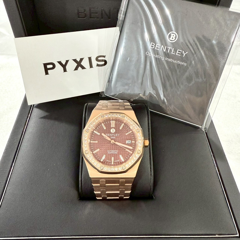 【賓利｜全新】現貨 BENTLEY 手錶 機械錶 男錶 八角 鑽框 專櫃保固 鋼錶｜Little Bee 小蜜蜂精品-細節圖2