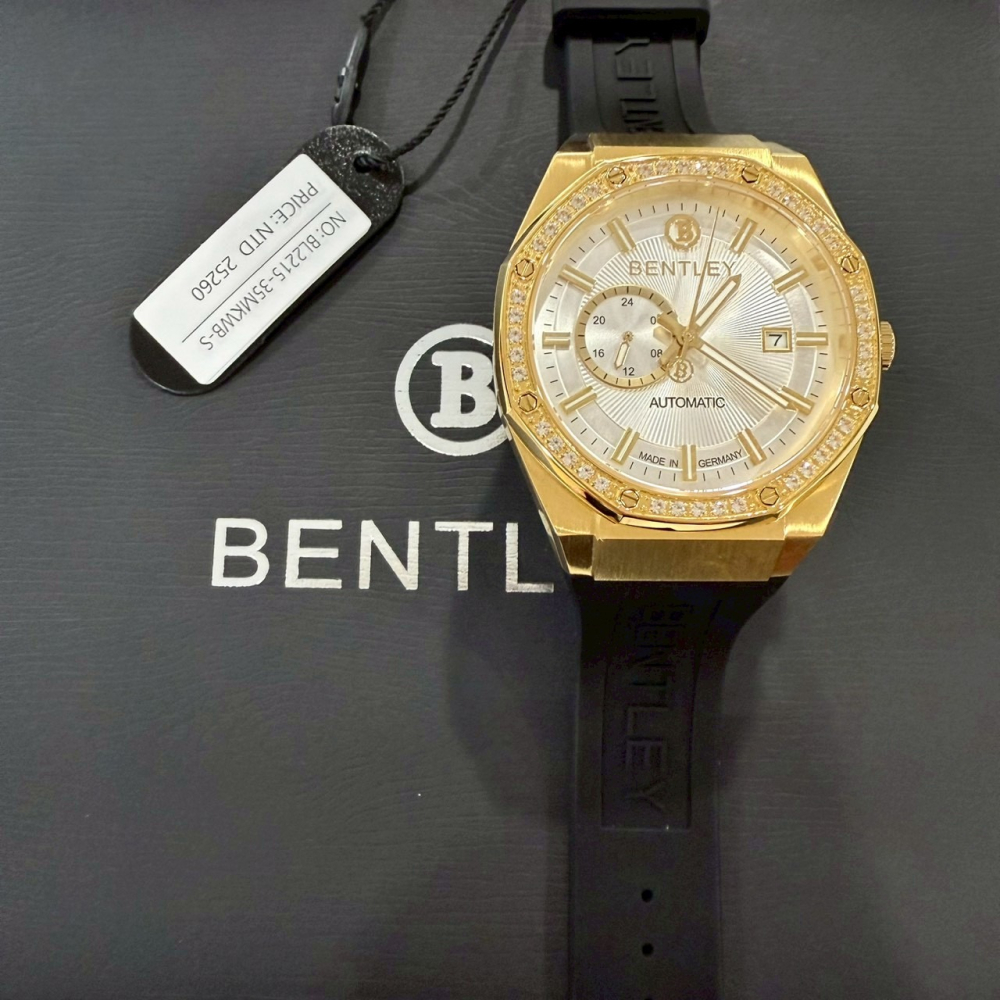 【賓利｜全新】現貨 BENTLEY 手錶 機械錶 男錶 白面 專櫃保固 橡膠錶｜Little Bee 小蜜蜂精品-細節圖2