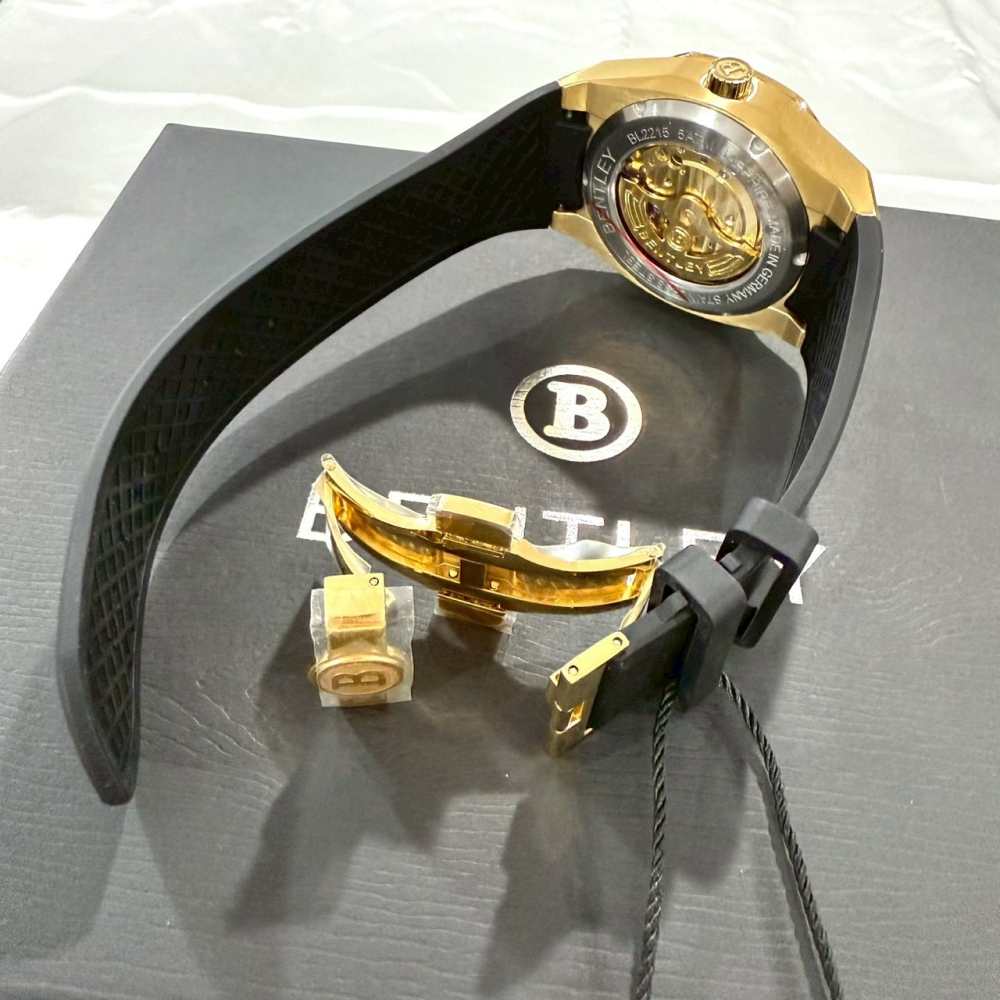 【賓利｜全新】現貨 BENTLEY 手錶 機械錶 男錶 白面 專櫃保固 橡膠錶｜Little Bee 小蜜蜂精品-細節圖4