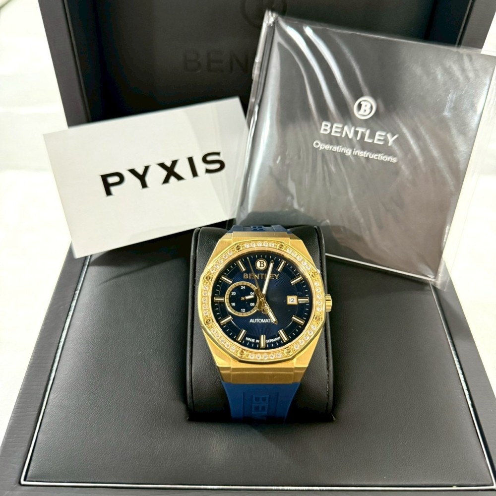 【賓利｜全新】現貨 BENTLEY 手錶 機械錶 男錶 藍面 專櫃保固 橡膠錶｜Little Bee 小蜜蜂精品-細節圖3