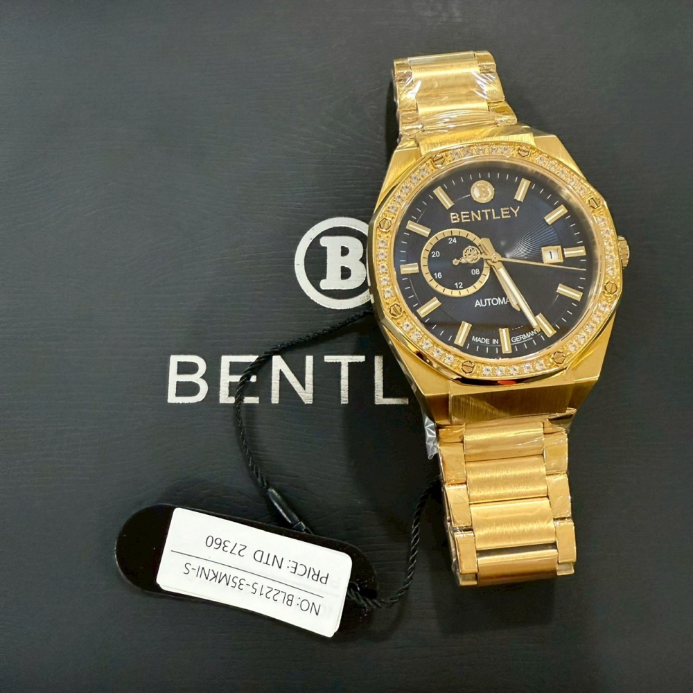 【賓利｜全新】現貨 BENTLEY 手錶 機械錶 男錶 2色可選 金殼 專櫃保固 鋼錶｜Little Bee 小蜜蜂精品-細節圖2