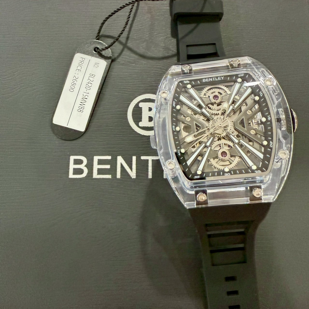 【賓利｜全新】現貨 BENTLEY 手錶 機械錶 男錶 黑色 專櫃保固 橡膠錶｜Little Bee 小蜜蜂精品-細節圖2