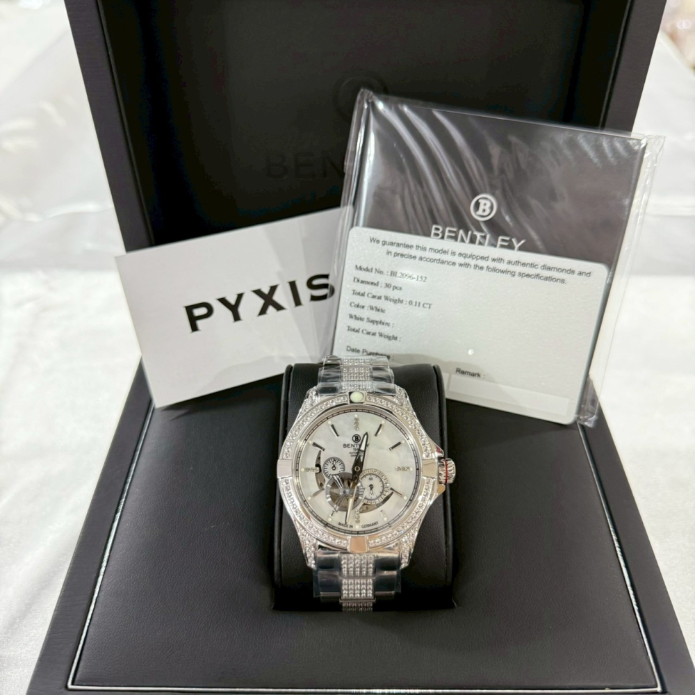 【賓利｜全新】現貨 BENTLEY 手錶 機械錶 男錶 30顆真鑽 專櫃保固 鋼錶｜Little Bee 小蜜蜂精品-細節圖3