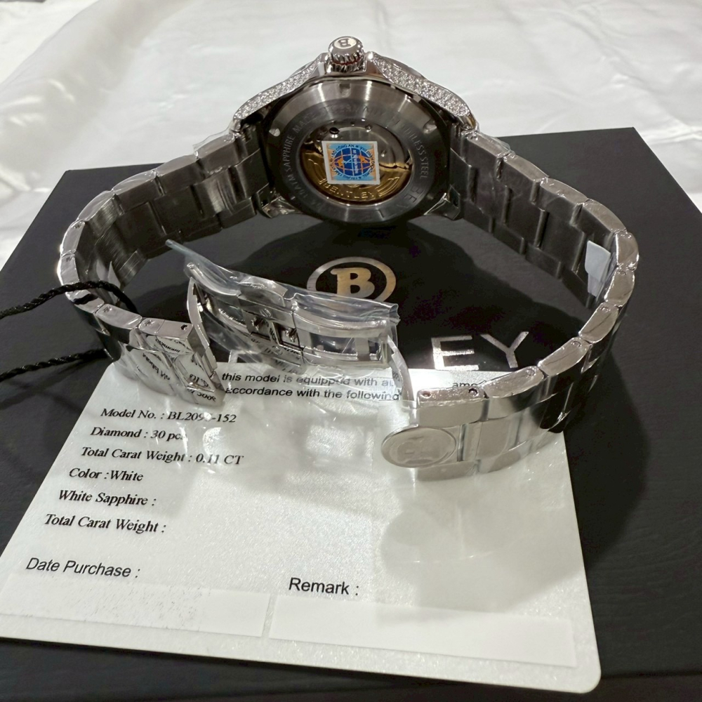 【賓利｜全新】現貨 BENTLEY 手錶 機械錶 男錶 30顆真鑽 專櫃保固 鋼錶｜Little Bee 小蜜蜂精品-細節圖4