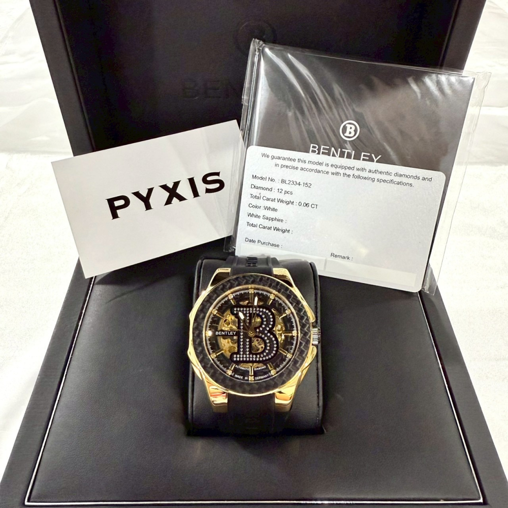 【賓利｜全新】現貨 BENTLEY 手錶 機械錶 男錶 真鑽 卡夢圈 專櫃保固 橡膠錶｜Little Bee 小蜜蜂精品-細節圖3