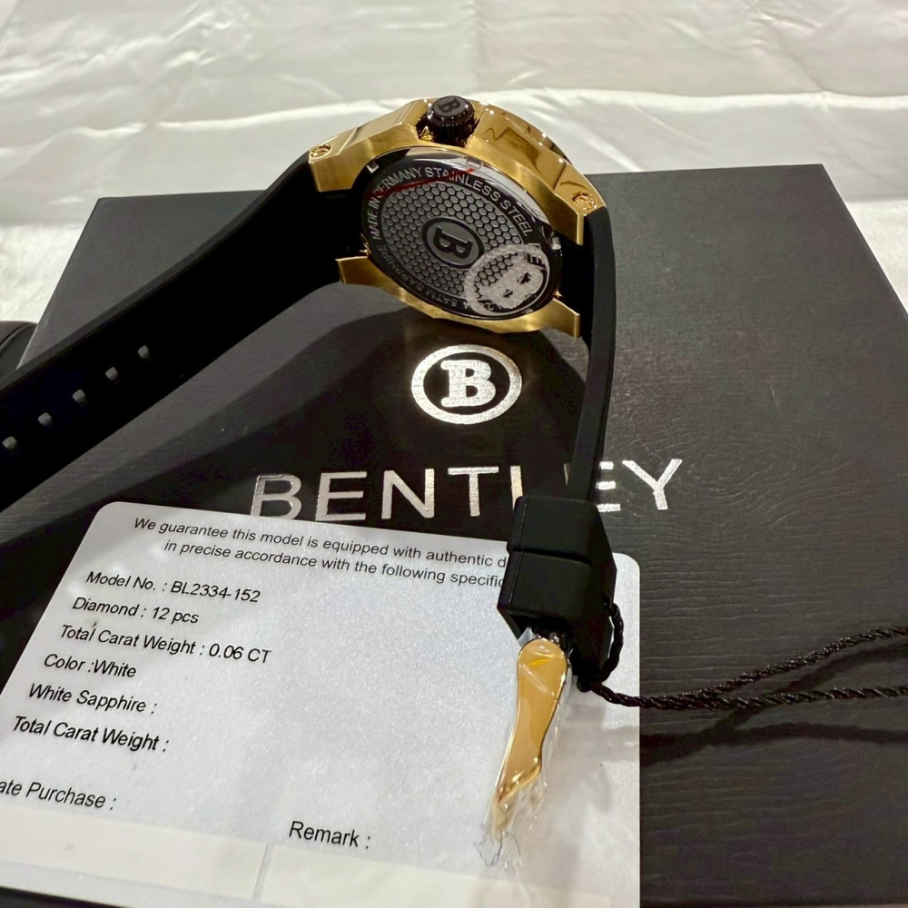 【賓利｜全新】現貨 BENTLEY 手錶 機械錶 男錶 真鑽 卡夢圈 專櫃保固 橡膠錶｜Little Bee 小蜜蜂精品-細節圖4