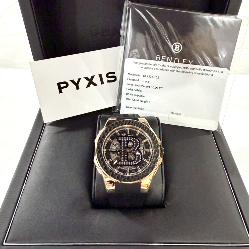 【賓利｜全新】現貨 BENTLEY 手錶 機械錶 男錶 真鑽 卡夢圈 專櫃保固 橡膠錶｜Little Bee 小蜜蜂精品-細節圖3